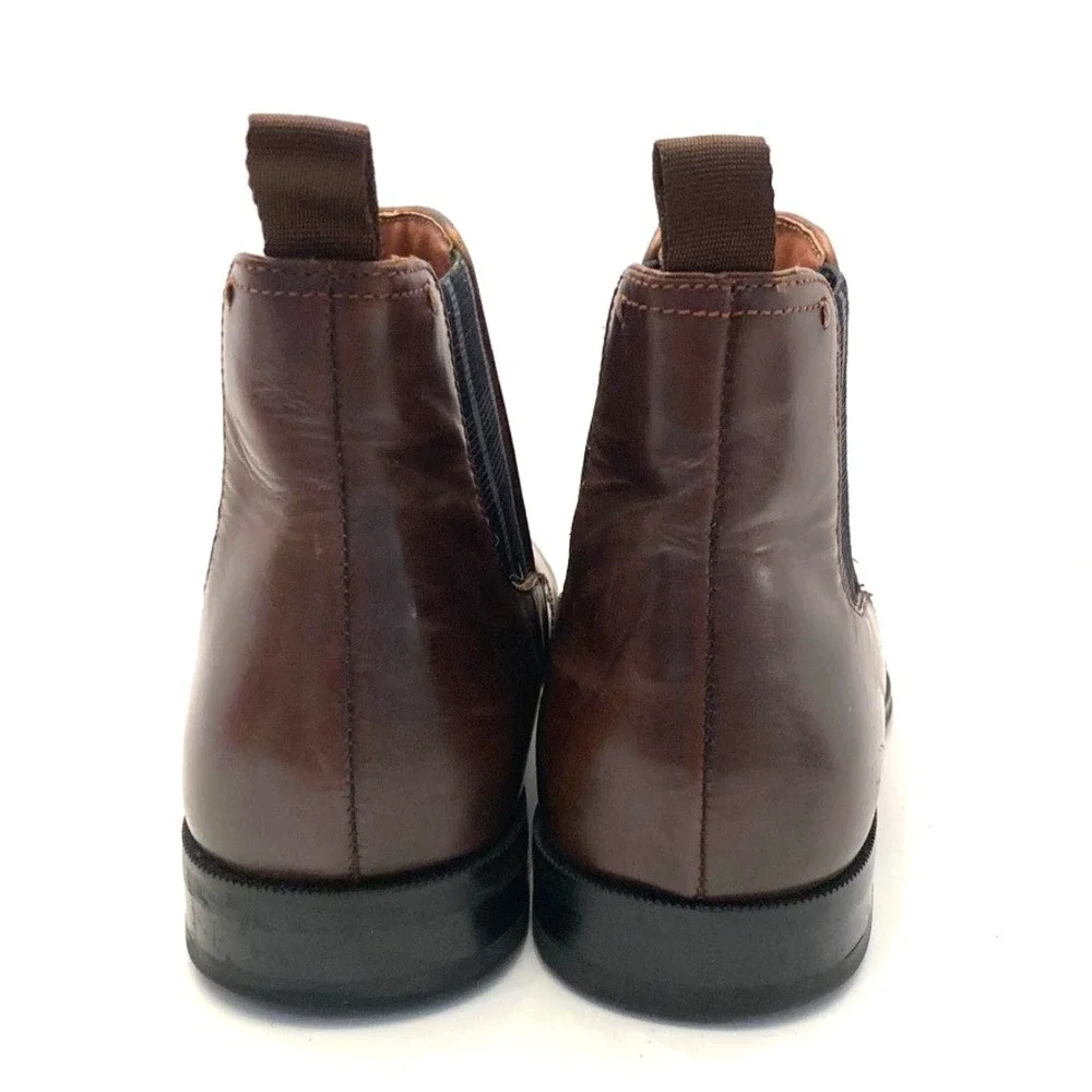 Florsheim Brown Leather Belfast Chelsea Boots Mens 7 M Plain Toe Plaid Gore